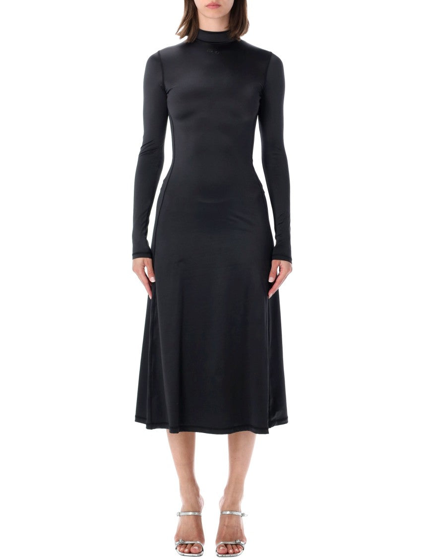 black diesel dress Stretch Midi Turtleneck Long-Sleeve Felicia One Shoulder Backless STRAPPY sleeve dress with a Size:5X