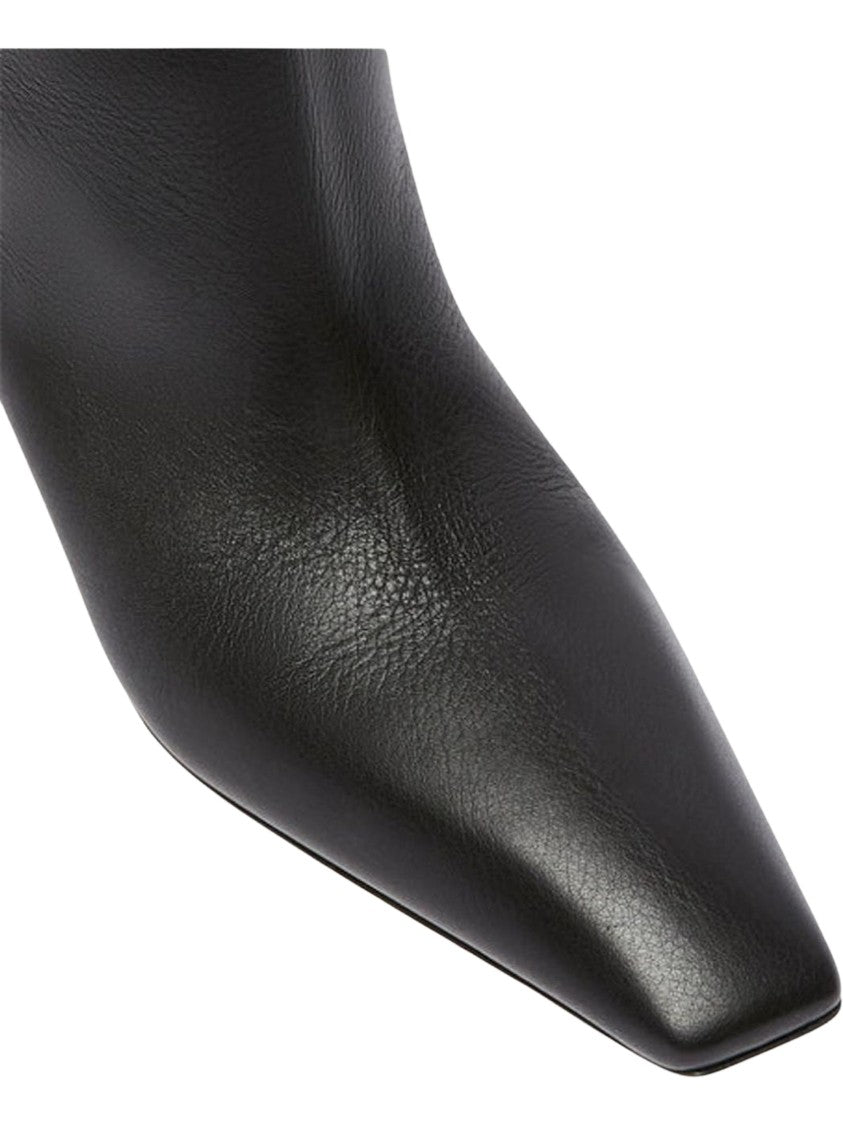 Sportmax Black Kitten Heel Pointed Leather Tall Boots