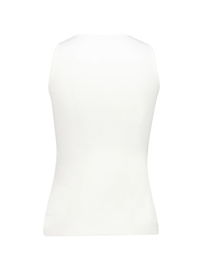 Balenciaga Fitted White Tank Top With Round Neckline And Contrasting Logo Detail