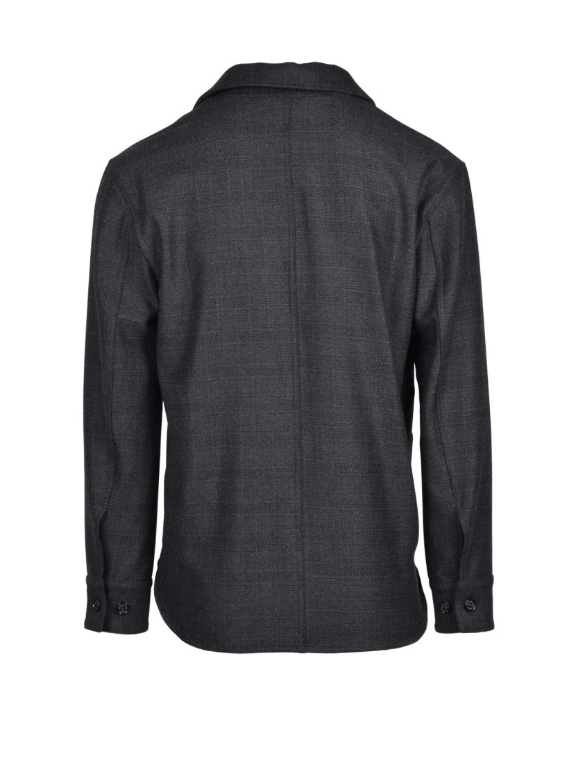 Paolo Pecora Grey Structured Polyester-Blend Shirt Jacket