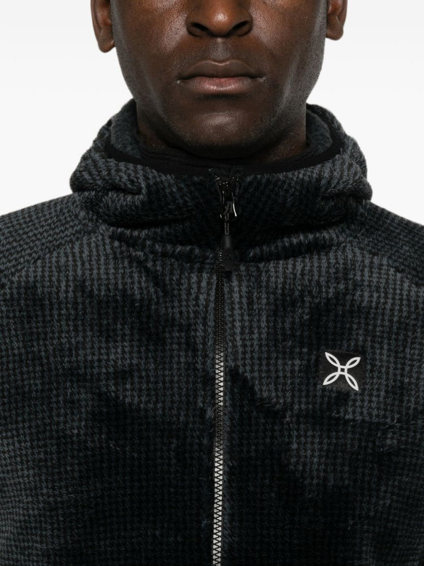Montura Waffle-Knit Hooded Jacket With High Neck And Logo Detail