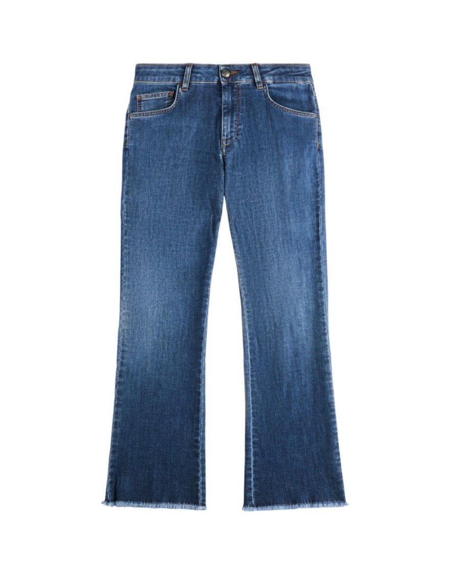 Fay Mid-Blue Denim Jeans With Flared Leg