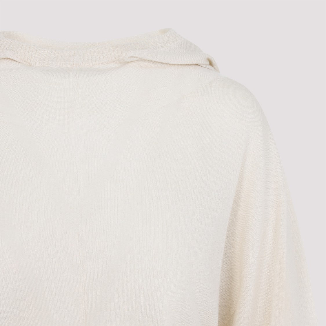 Rick Owens Natural White Virgin Wool Cropped Hooded Tunic Pullover