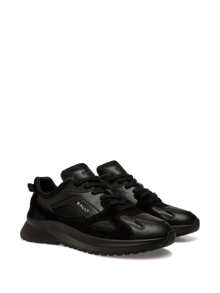 Bally Black Low-Profile Suede Mesh Leather Sneakers