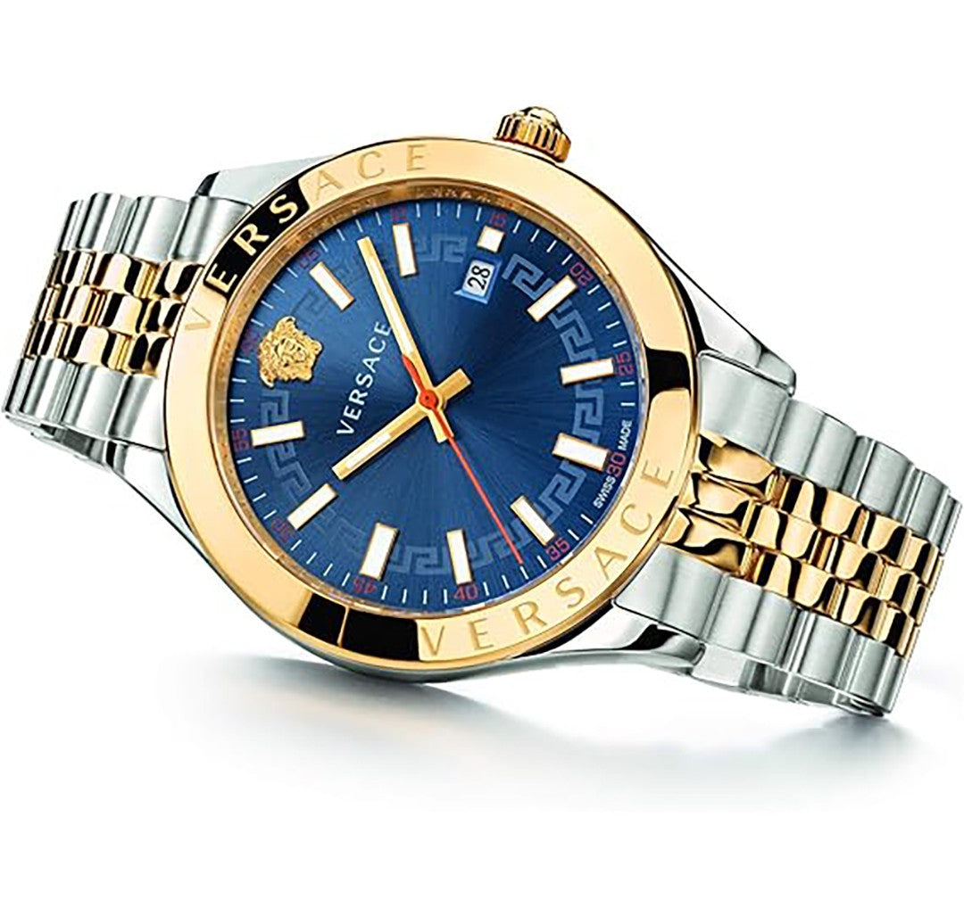 Versace Two-Tone Stainless Steel Versace Hellenyium Watch With Blue Dial