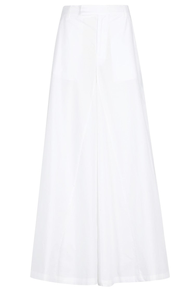 Federica Tosi White Palazzo Belt-Loops Cotton-Blend Formal Pants