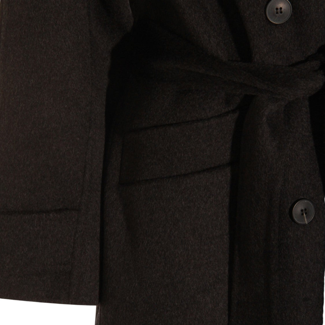 The Dynamis Studio Double-Breasted Black Coat With Fabric Belt