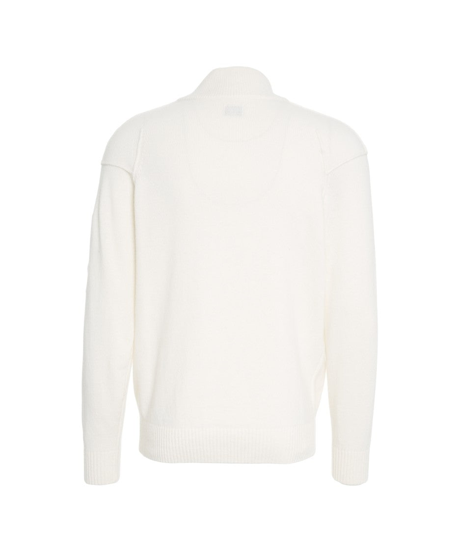 C.P. Company Half-Zip Sweater With Ribbed Details And Logo Pocket