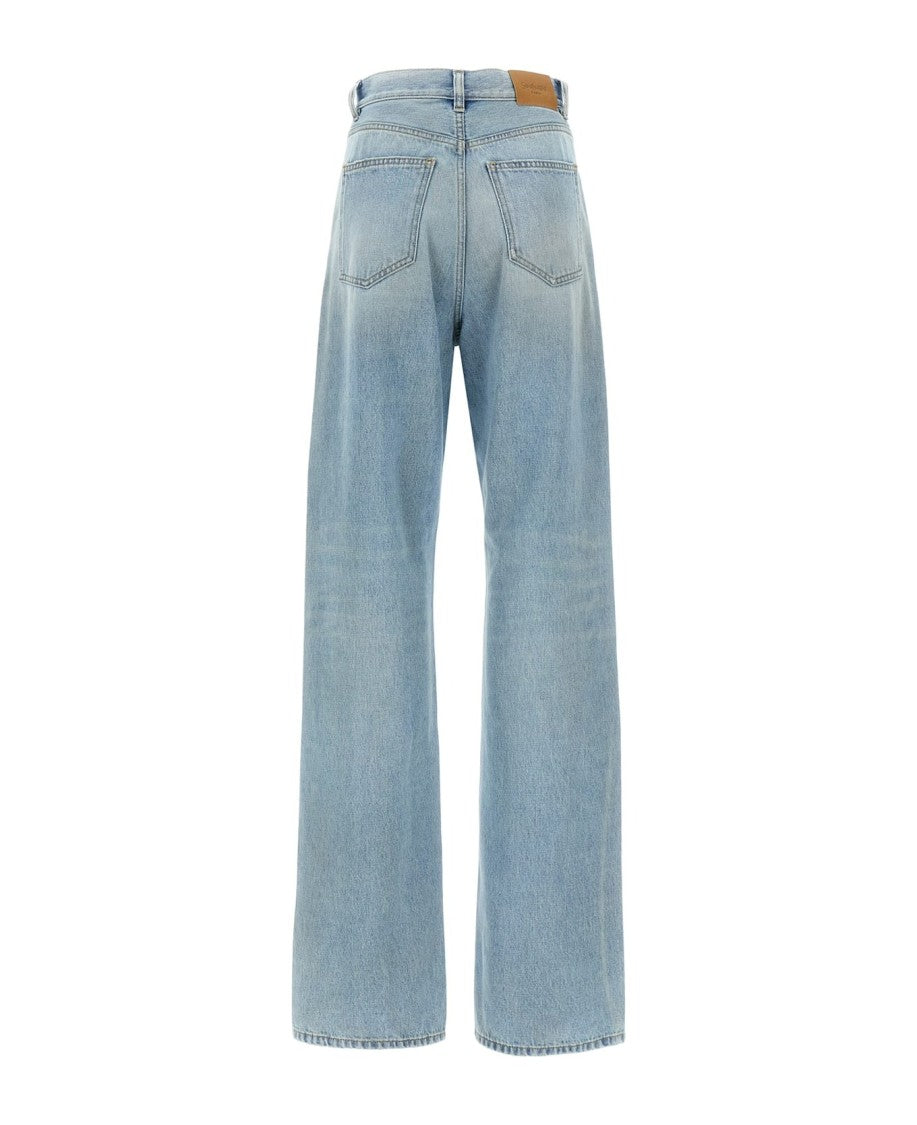 Saint Laurent Light-Wash Denim Pants With Straight-Leg Cut