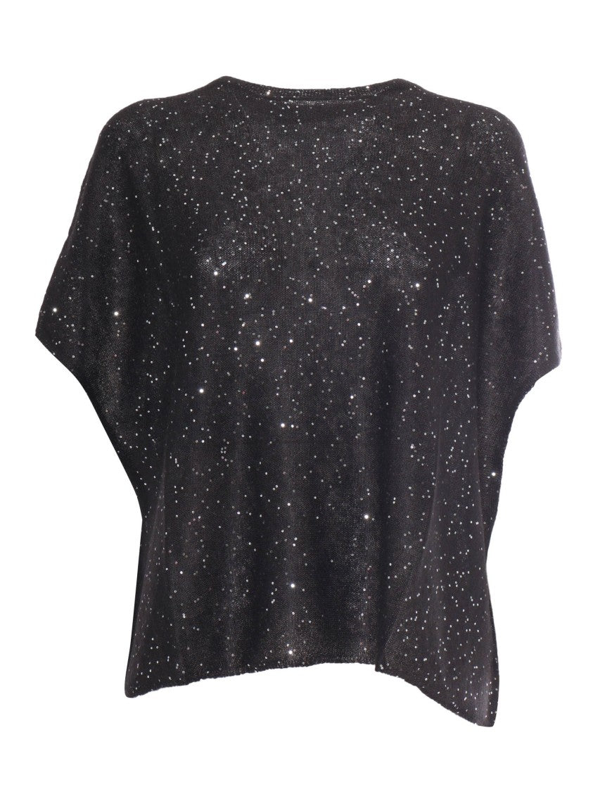 Fabiana Filippi Sequin Soft Mohair Crew Neck Cape