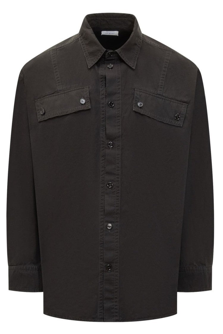 Off-White Button-Up Casual Jacket With Structured Fit