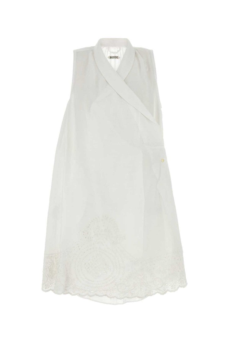 Bode White Linen Blevoir Dress