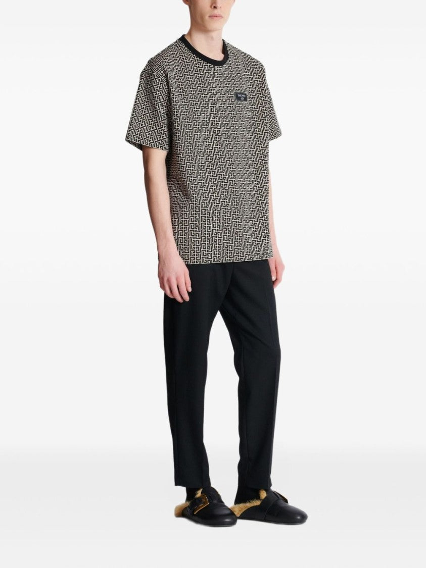 Balmain Geometric Pattern Silk And Nylon T-Shirt