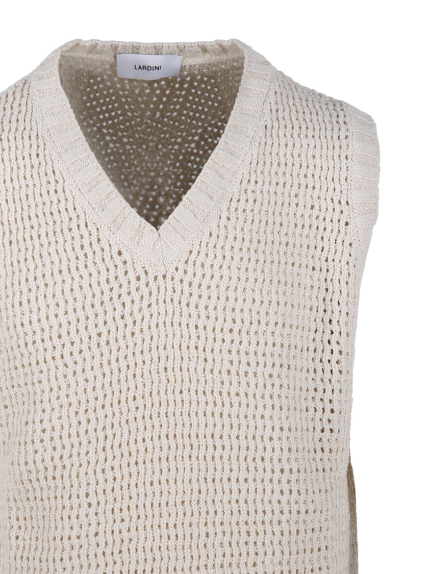 Lardini V-Neck Textured Knit Gilet