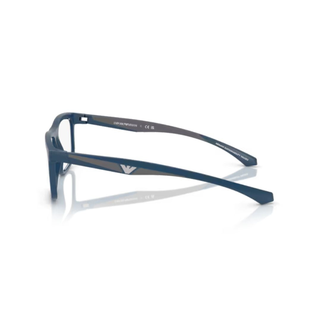 Emporio Armani 0Ea3246 Rectangular Blue Eyeglass Frames With Matte Finish