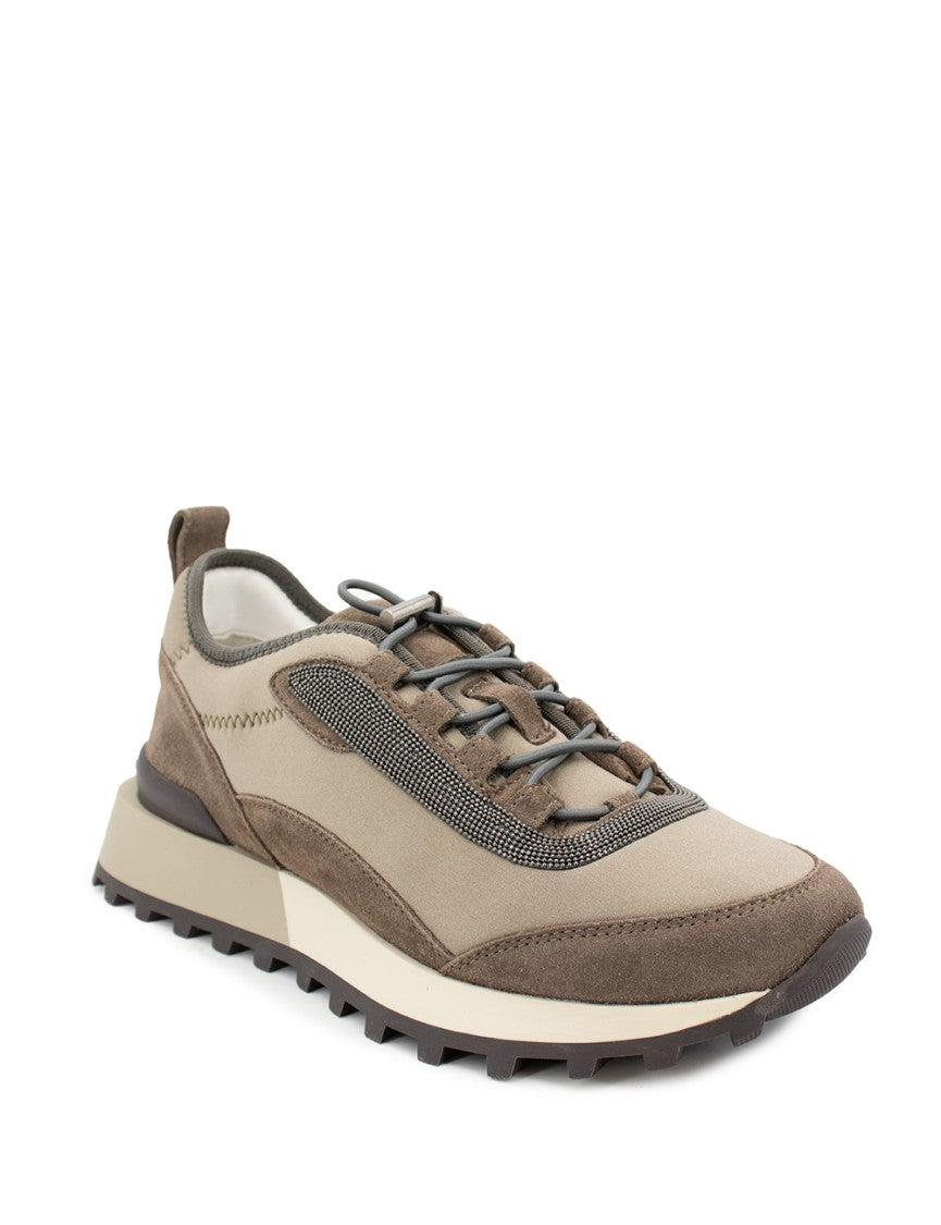 Brunello Cucinelli Bead-Embellished Suede And Techno Fabric Runners