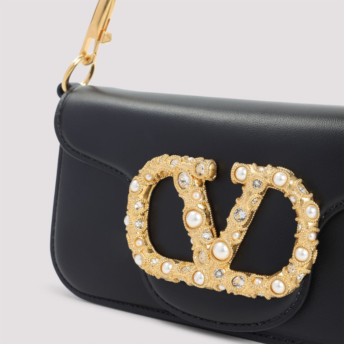 Valentino Garavani Locò Small Black Calf Leather Shoulder Bag