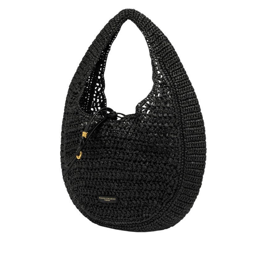 Gianni Chiarini Crochet Straw Hobo Bag