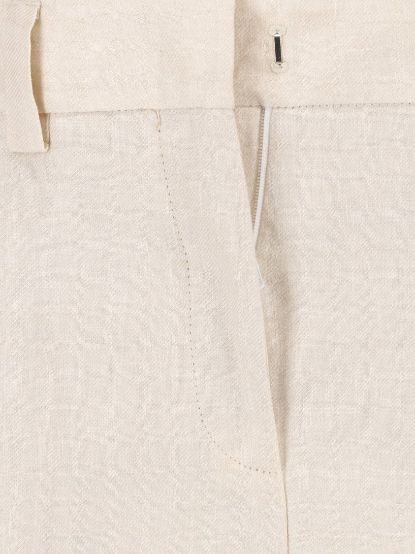 Incotex Cream Linen Straight-Leg Tailored Trousers