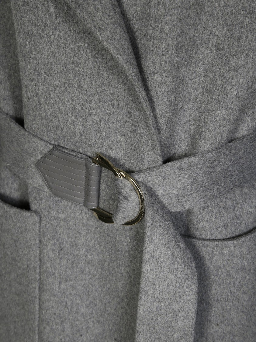 Liujo Mid-Length Liujo Coat With Wide Lapel And Belted Waist