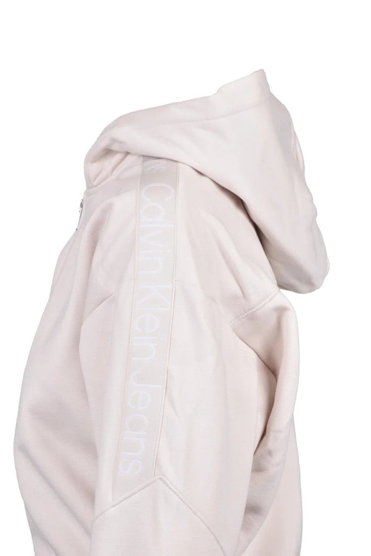 Calvin Klein Jeans Beige Cropped Hooded Sweatshirt
