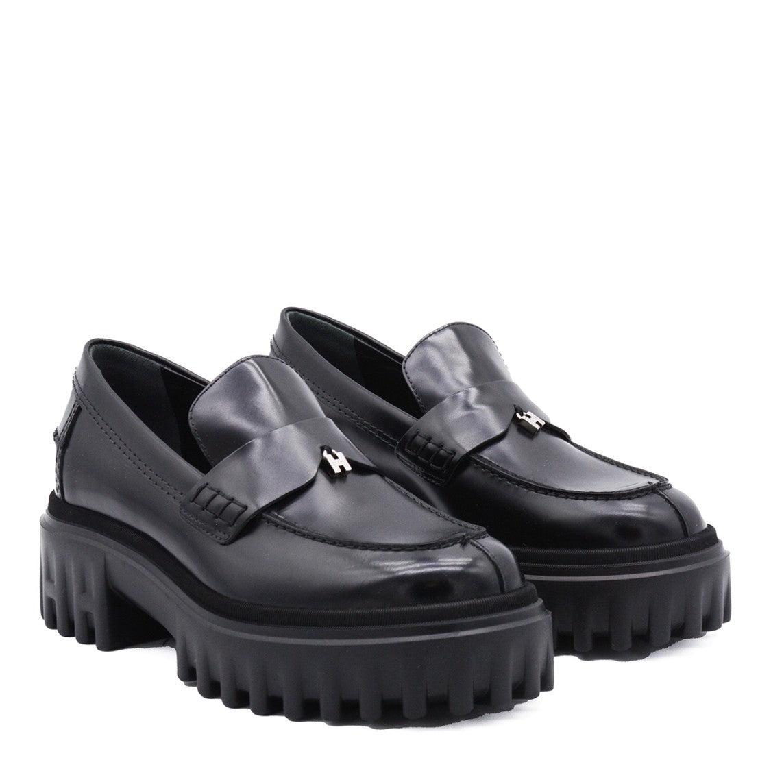 Hogan Black Leather Loafers