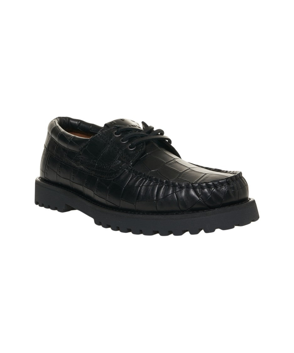 Copenaghen Crocodile Effect Lace-Up Shoes
