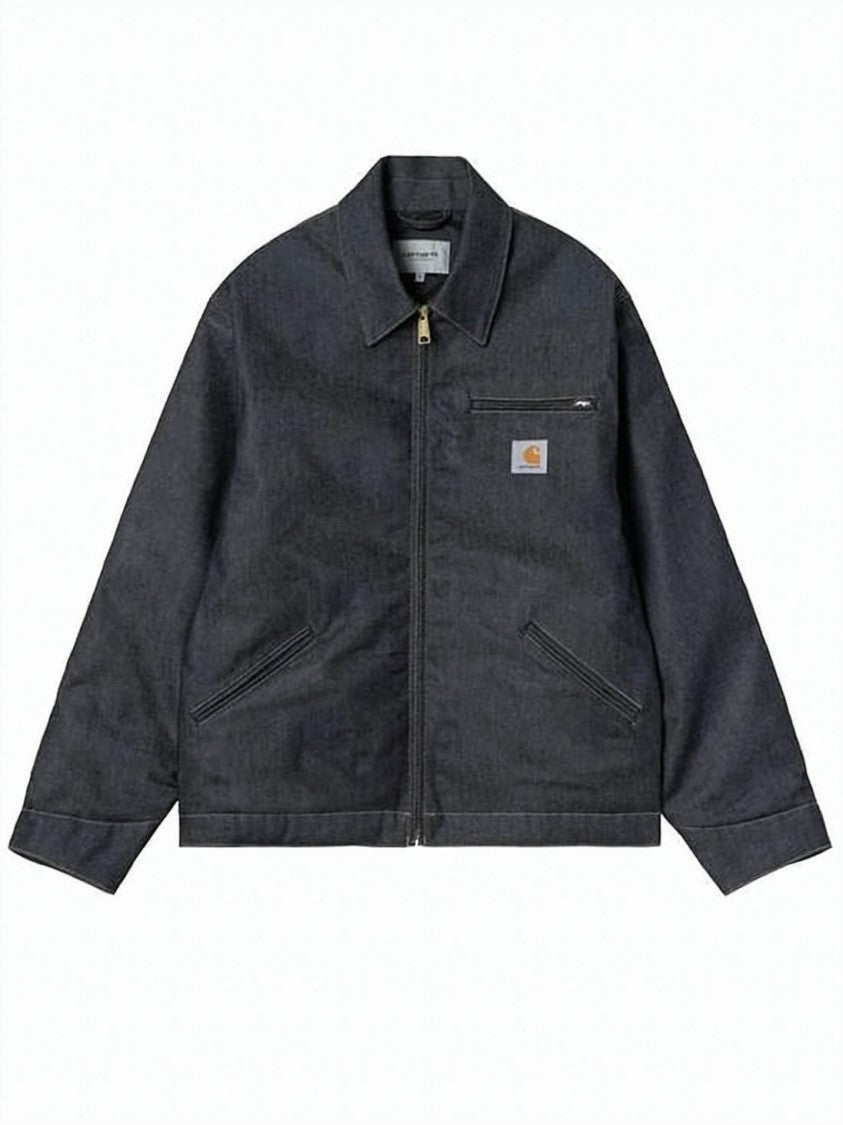 Carhartt Wip Boxy Fit Black Cotton Jacket With Adjustable Snap Details