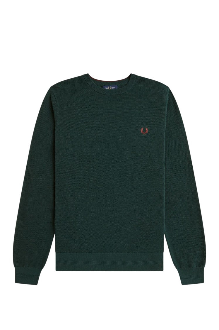 Fred Perry Piqué Knit Sweater Ribbed Cuffs Silhouette