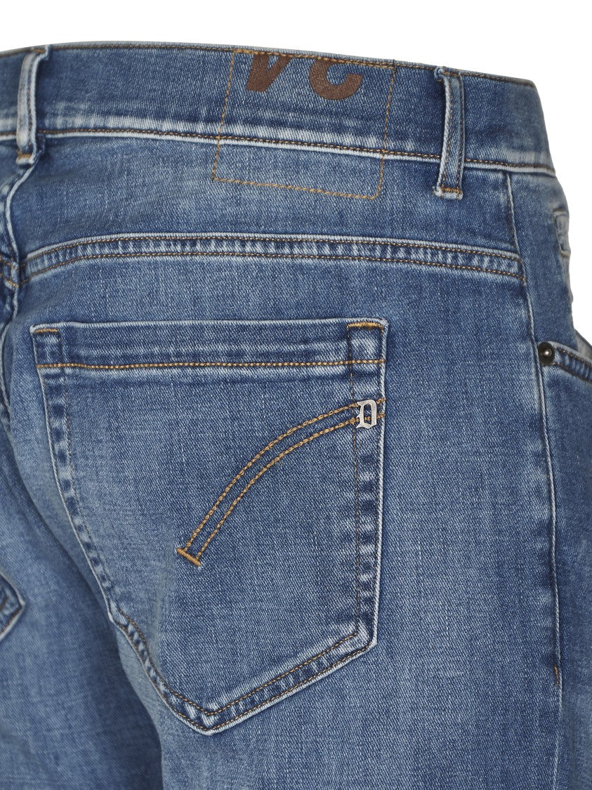 Dondup Slim-Fit Light Wash Denim Trousers With Rolled Cuffs