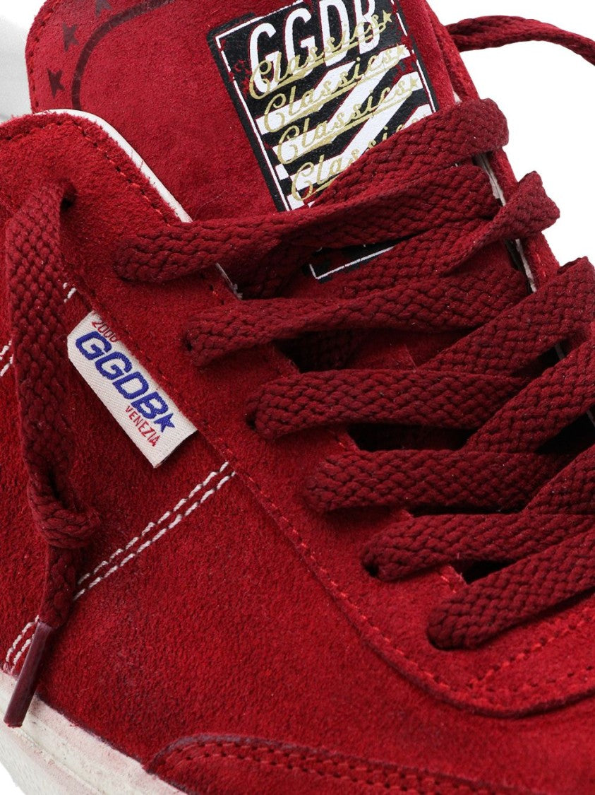 Golden Goose Flat Red Suede Sneakers