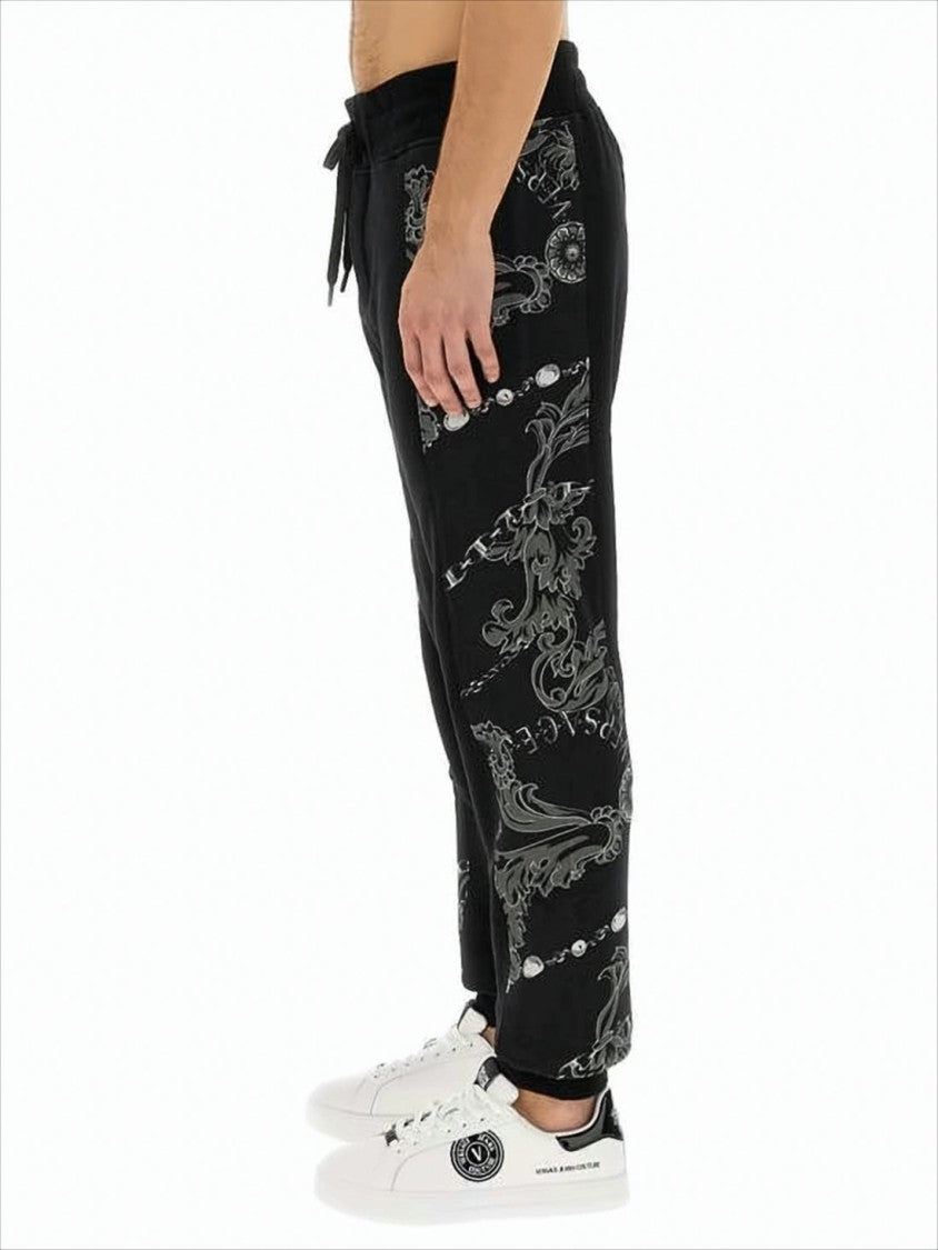 Versace Contemporary Black Jogger Pants With Graphic Detail