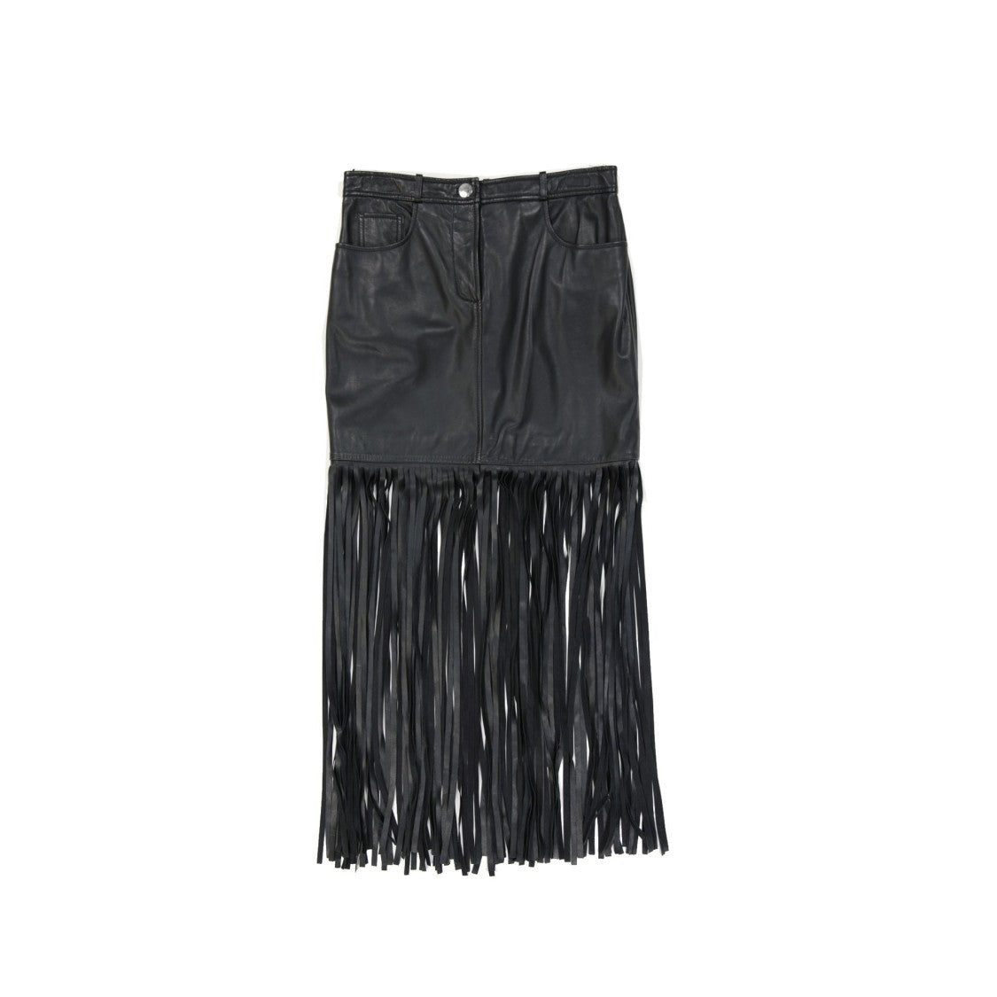 Moschino Fringed Black Sheepskin Skirt