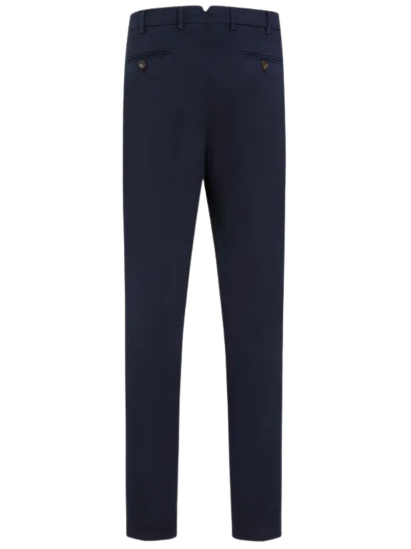 Brunello Cucinelli Blue Buttoned Pockets Cotton Formal Pants