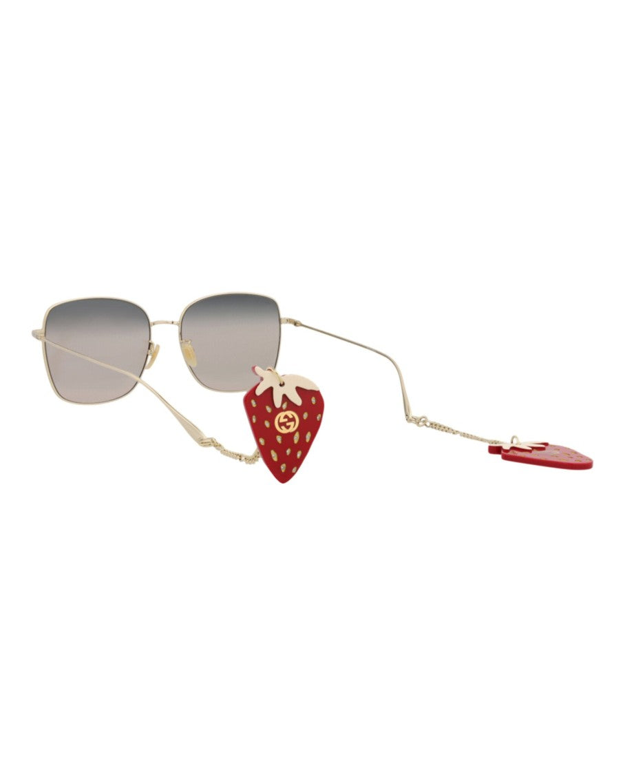 Gucci Sleek Square-Frame Metal Sunglasses With Gradient Lenses