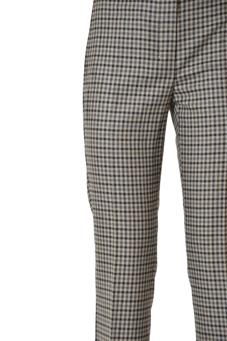 Max Mara Gesso Straight Trousers In Beige Checked Wool