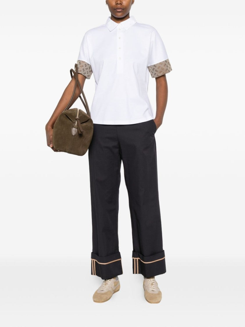 Herno White Patterned Cuff Polo Shirt