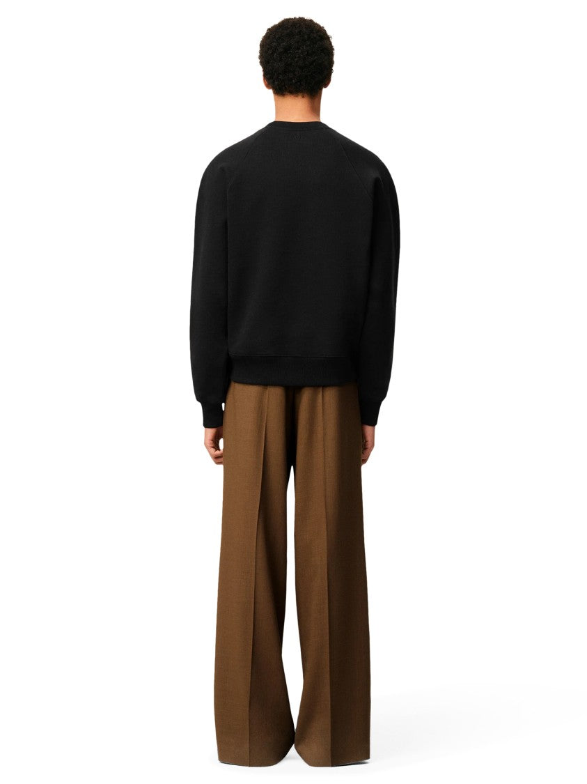 Ami Classic Black Cotton Sweater With Timeless Silhouette