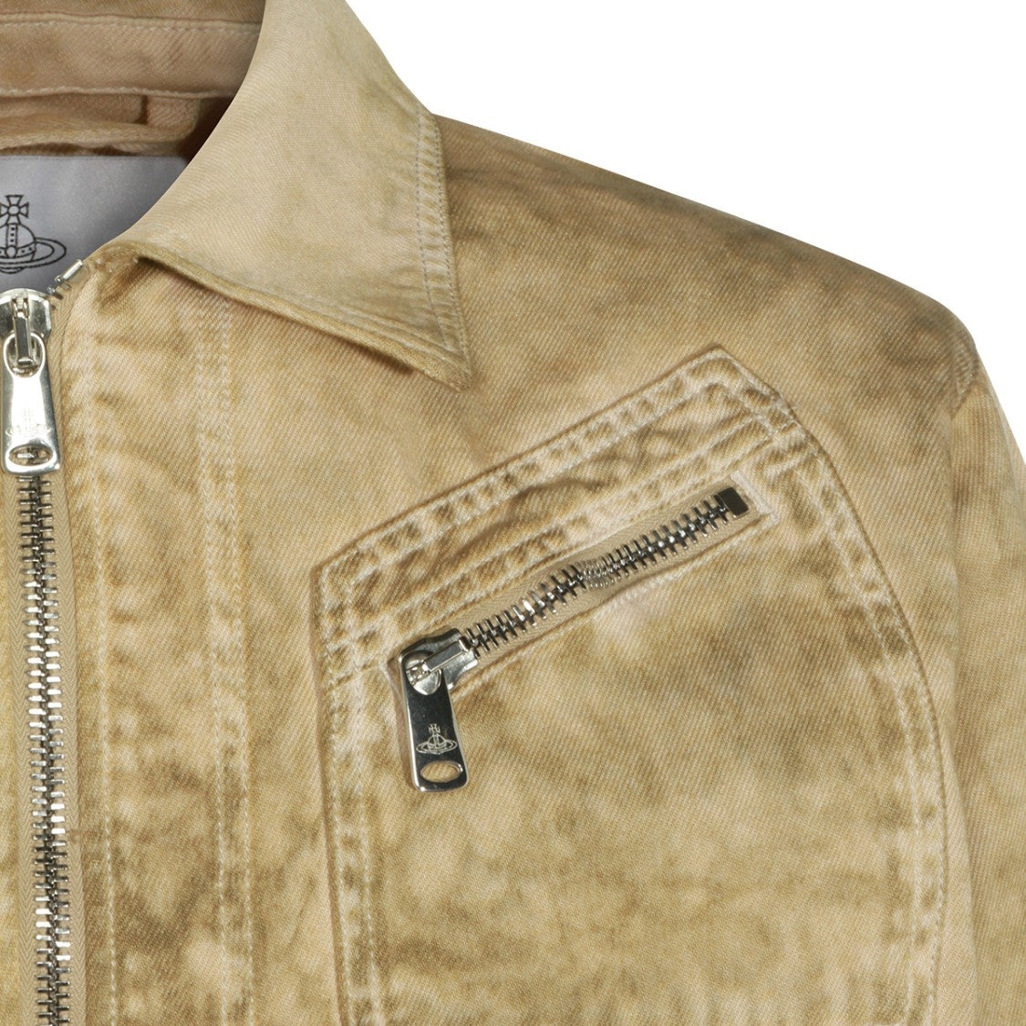 Vivienne Westwood Washed Cotton Jacket With Double Zip Fastening And Classic Collar