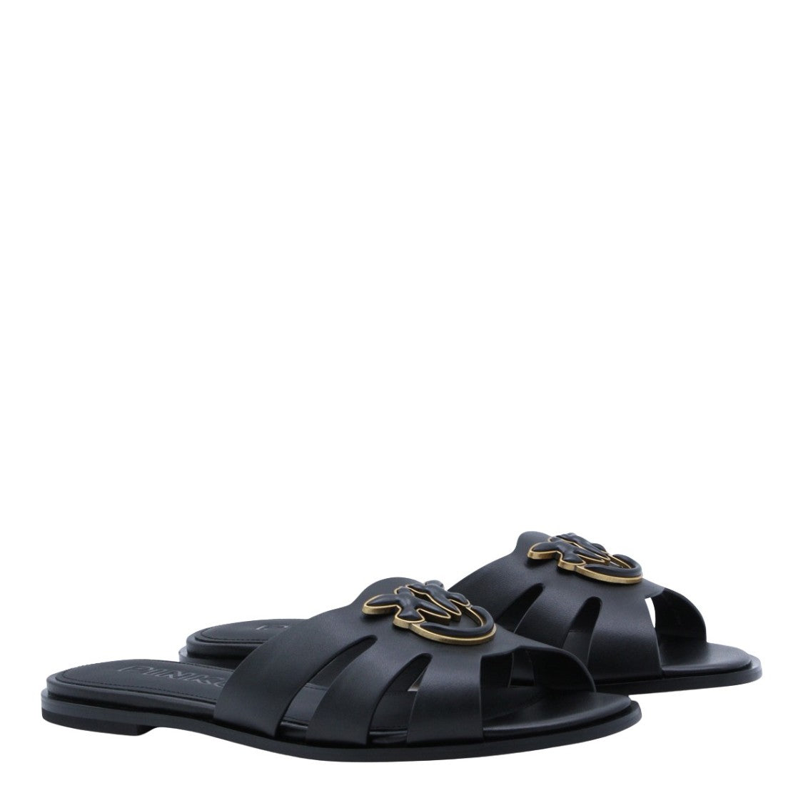 Pinko Open-Toe Flat Shoes With Cut-Out Straps And Gold Emblem