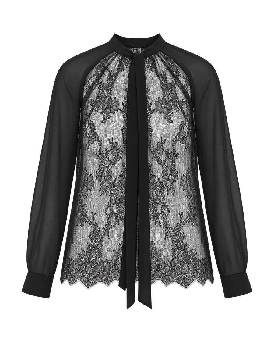 Liu Jo Black Floral Lace Detail Blouse