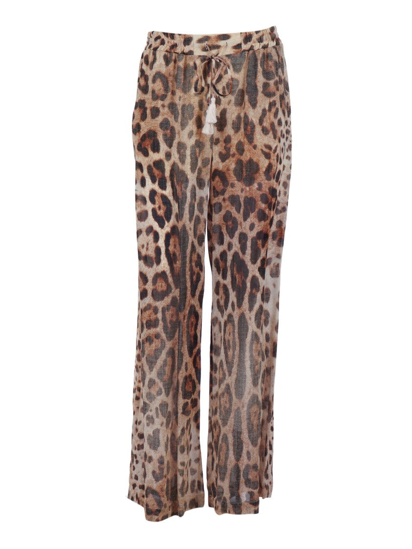 Ermanno Scervino Wide Leg Leopard Straight-Leg Pants