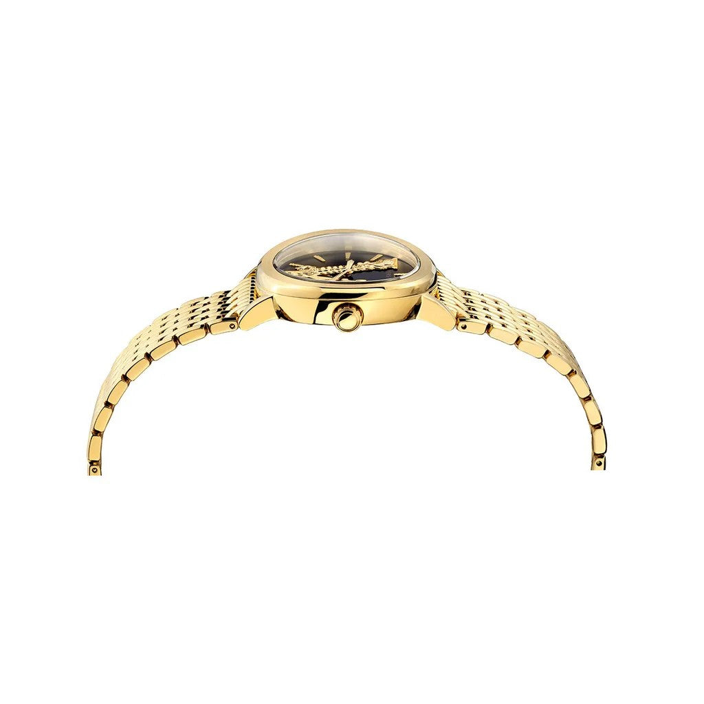 Versace Gold-Tone Steel Bracelet Watch With Baroque V Motif