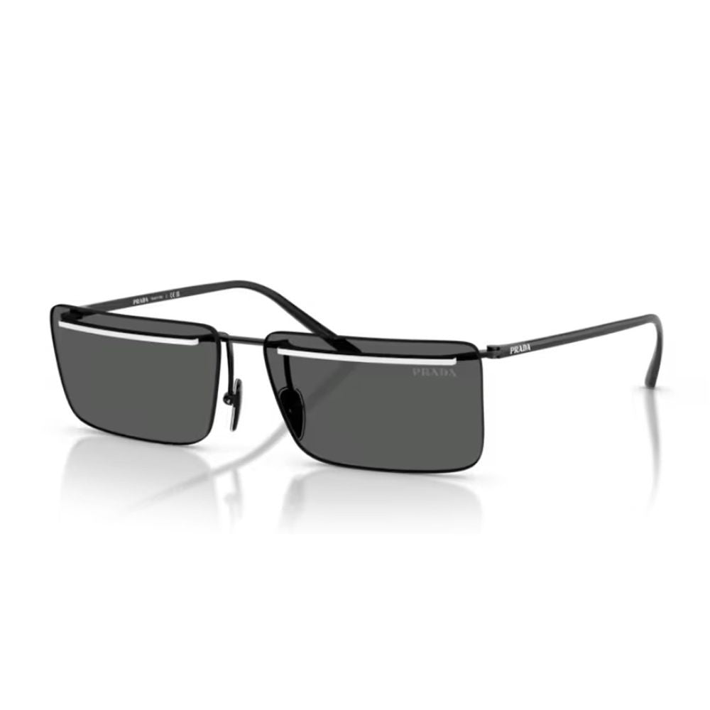 Prada Black Pr C53s Rectangular Metal Sunglasses