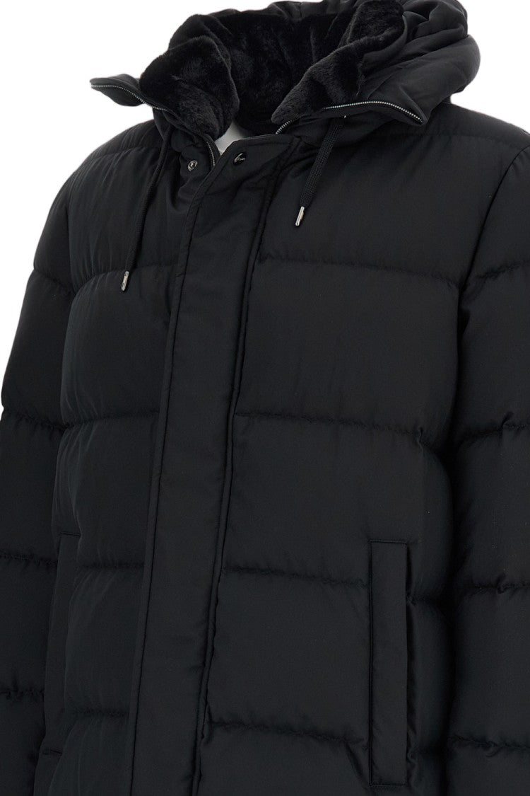 Herno Quilted Hooded Down Jacket With Removable Faux Fur Collar