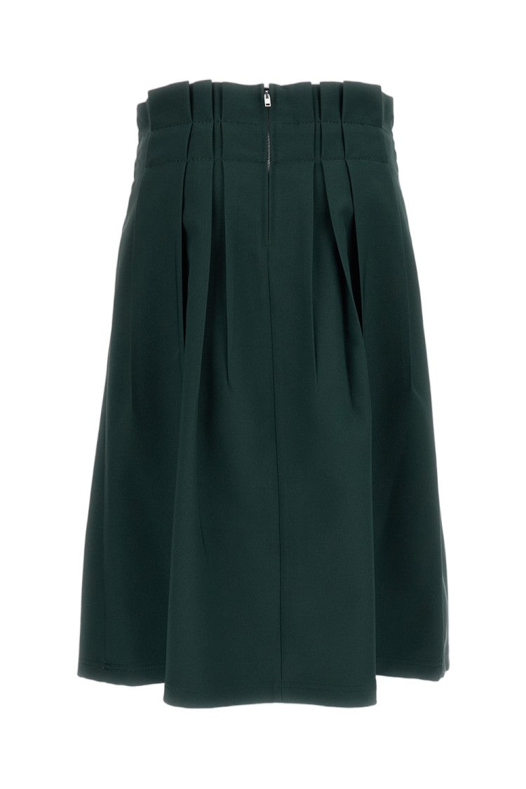 Marni Green Pleated Fabric Midi Skirt