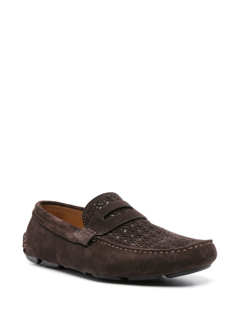 Giorgio Armani Closed Design Loafers With Perforated Detailing