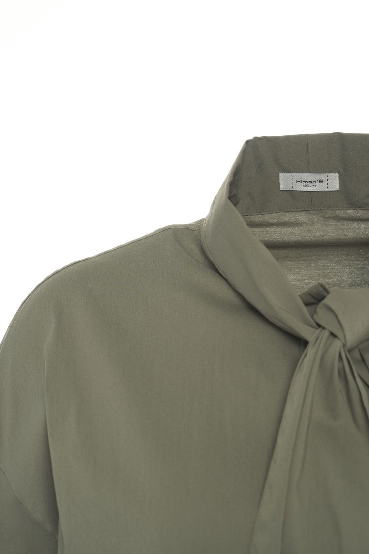 Himon's Refined Green Blouse With Bow Collar Detail