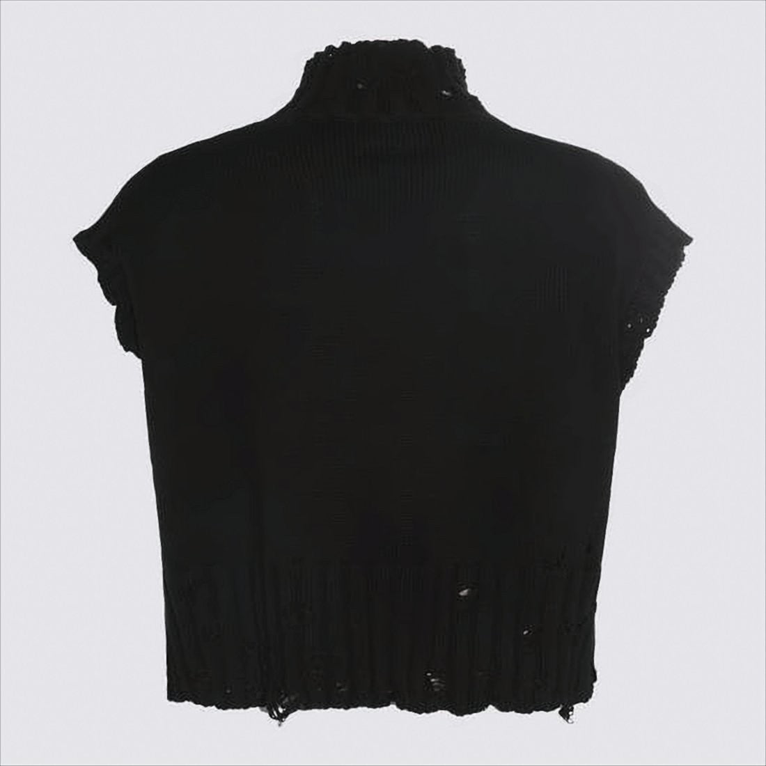 Marni High Ribbed Neckline Distressed Black Sweater