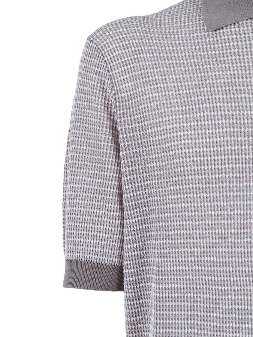 Ballantyne Grey Textured Short Sleeve Polo Shirt